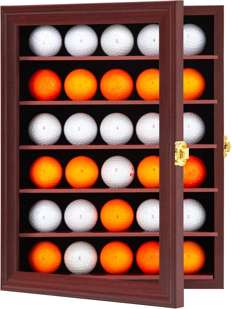 KCRasan Golf Ball Display Case - Wall Mounted Holder with Glass Door, Ideal Gift for Golf Enthusiasts - Image 1